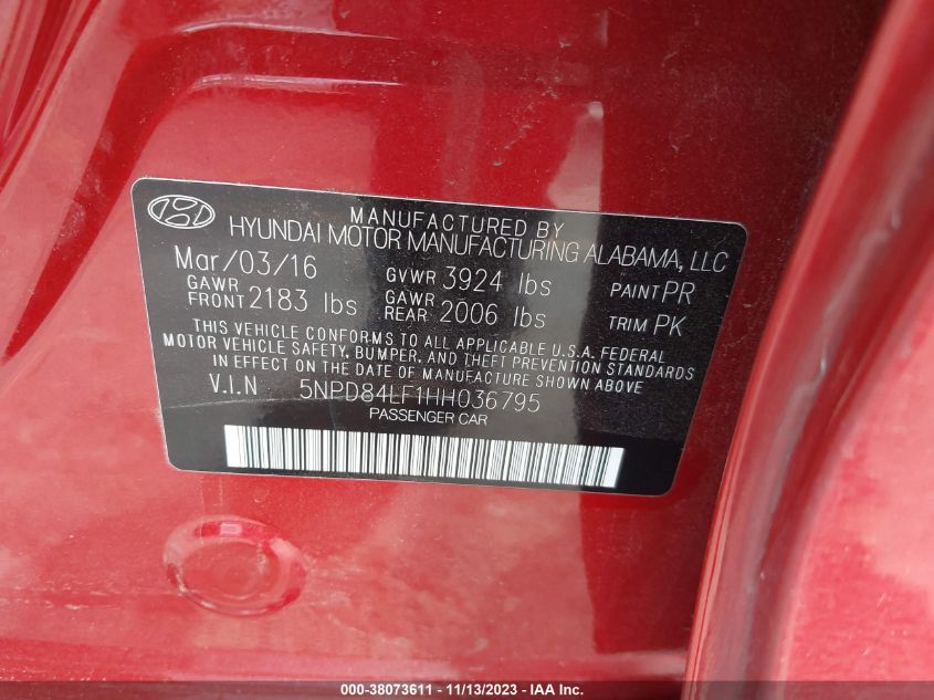 2017 HYUNDAI ELANTRA SE/VALUE/LIMITED - 5NPD84LF1HH036795