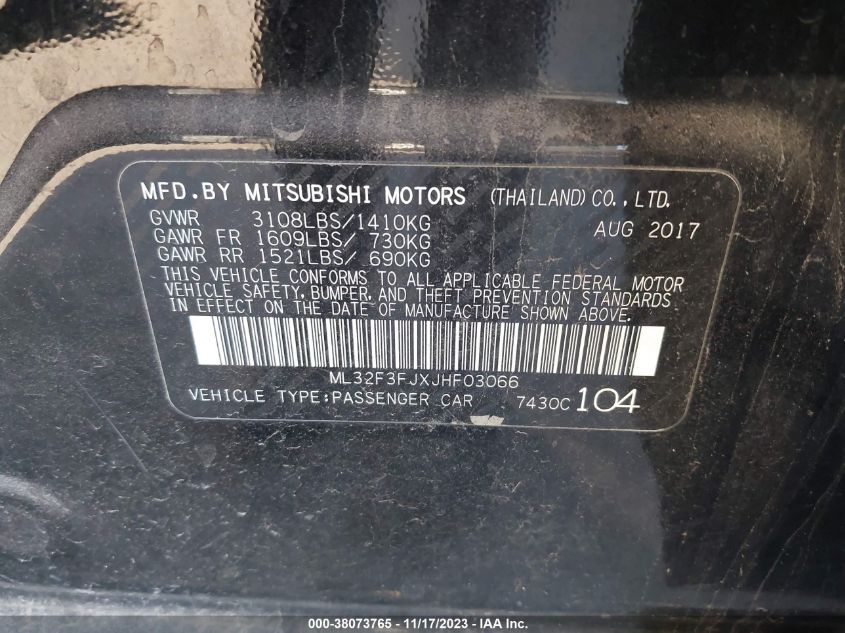 2018 MITSUBISHI MIRAGE G4 ES - ML32F3FJXJHF03066