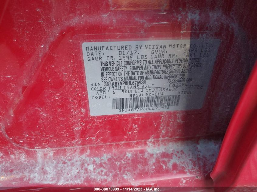 2017 NISSAN SENTRA SV - 3N1AB7AP8HL675938