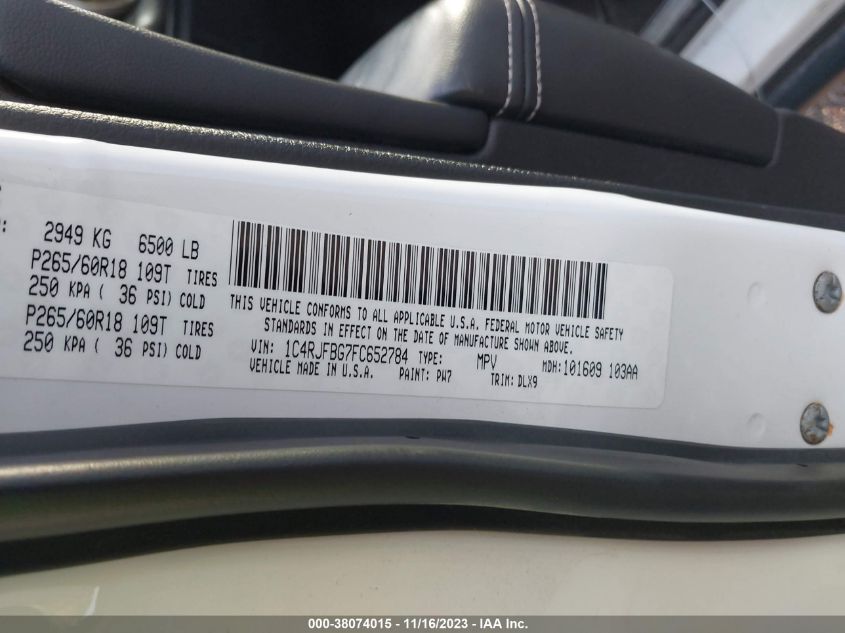 2015 JEEP GRAND CHEROKEE LIMITED - 1C4RJFBG7FC652784
