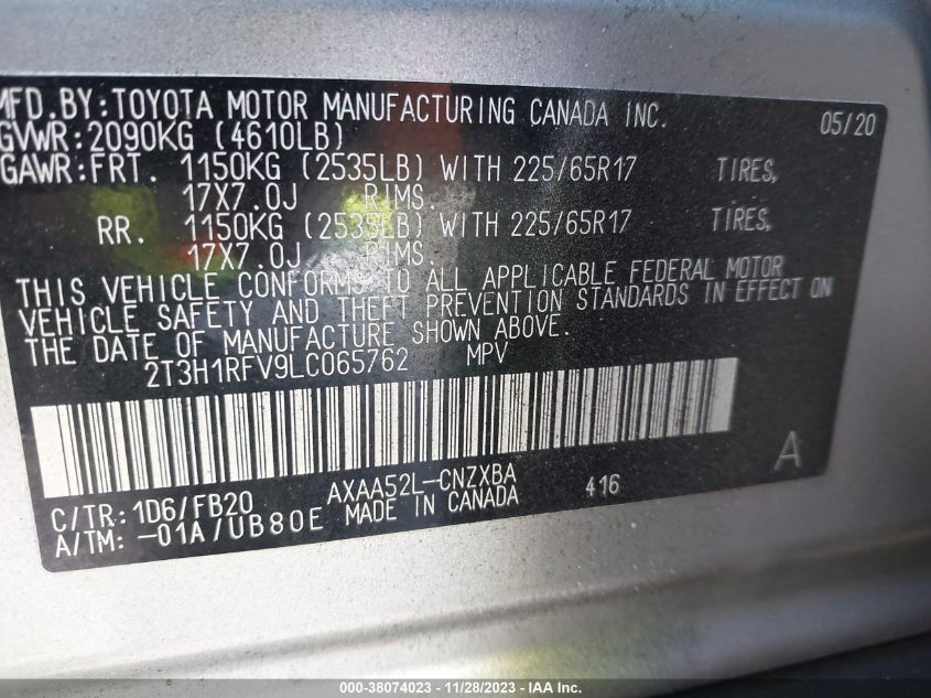 2020 TOYOTA RAV4 LE - 2T3H1RFV9LC065762