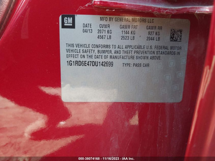 2013 CHEVROLET VOLT - 1G1RD6E47DU142699