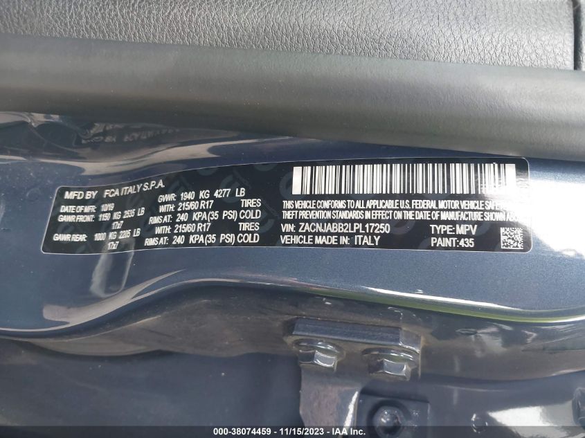 2020 JEEP RENEGADE LATITUDE - ZACNJABB2LPL17250