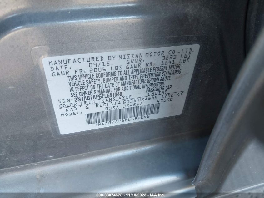 2015 NISSAN SENTRA SV - 3N1AB7AP5FL681046
