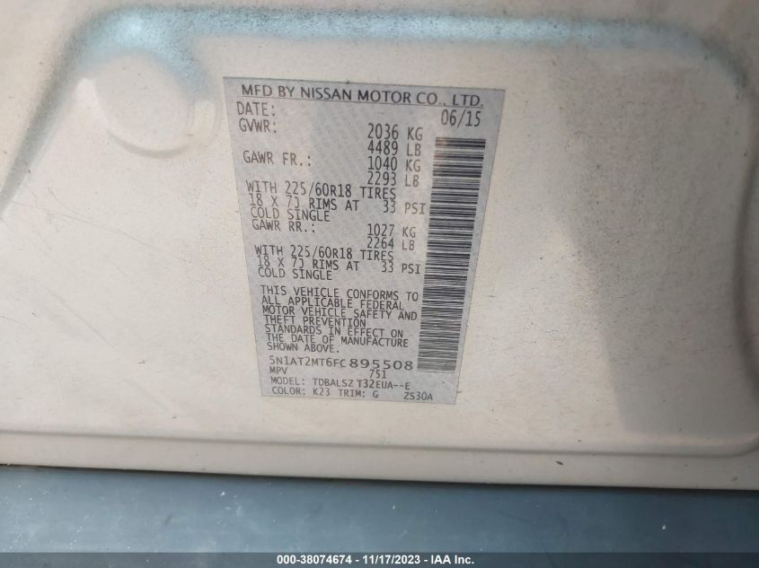 2015 NISSAN ROGUE SL - 5N1AT2MT6FC895508