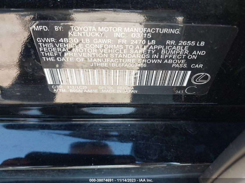 2015 LEXUS GS 350 - JTHCE1BL5FA007216