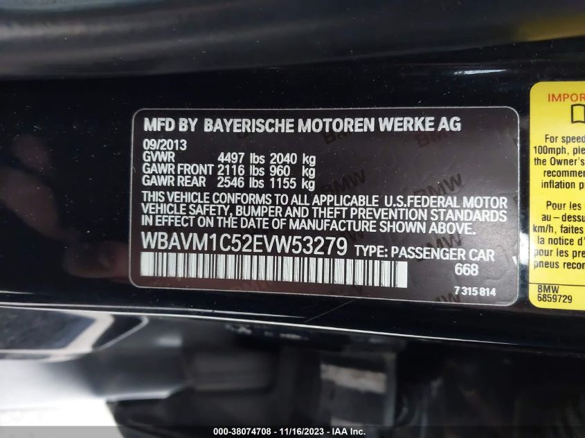 2014 BMW X1 SDRIVE28I - WBAVM1C52EVW53279