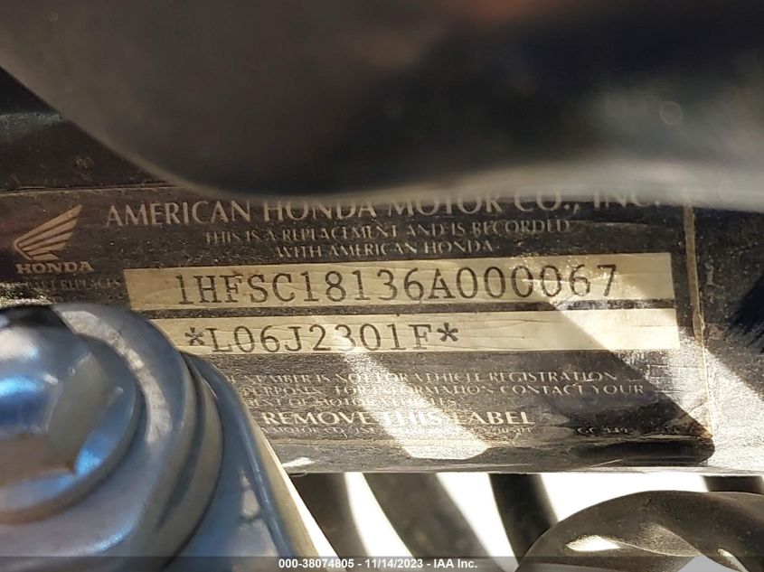 2006 HONDA VT1100 C 1HFSC18136A000067