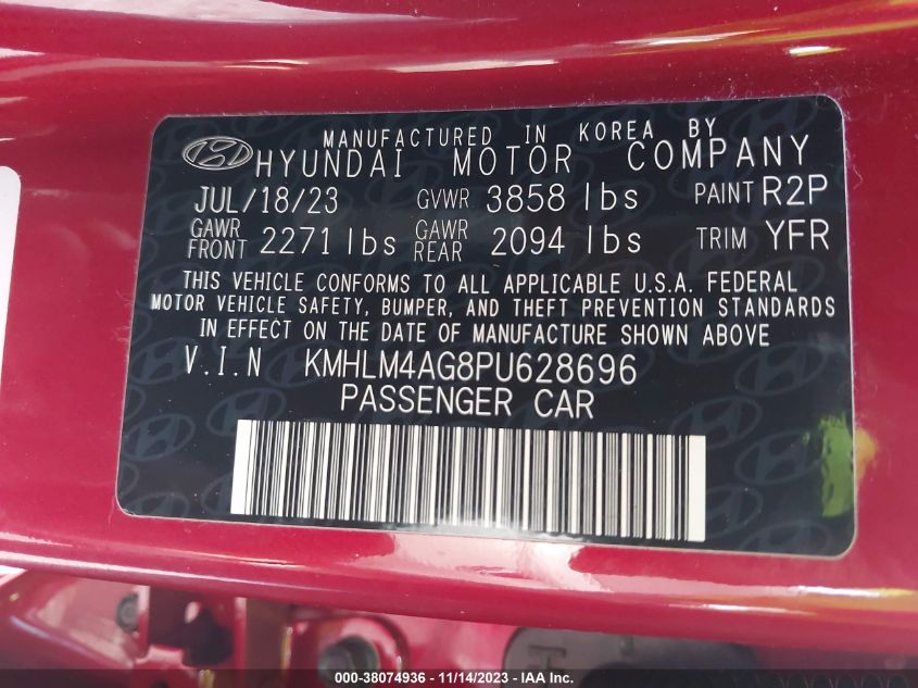 2023 HYUNDAI ELANTRA SEL - KMHLM4AG8PU628696