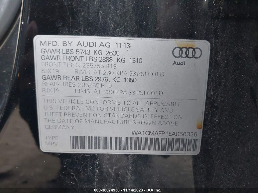 WA1CMAFP1EA056326 2014 AUDI Q5, photo no. 9