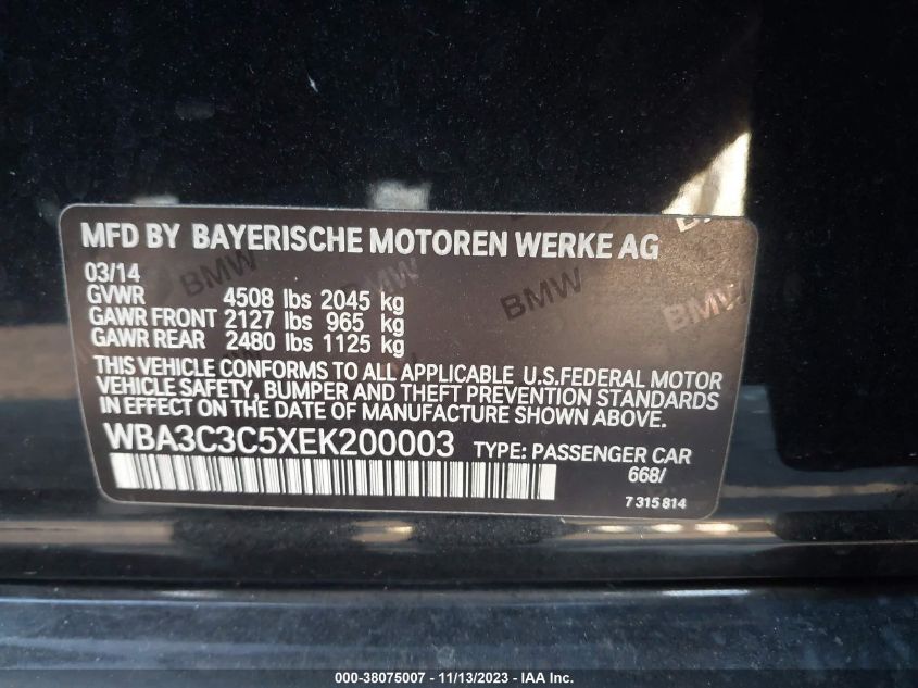 2014 BMW 320I XDRIVE - WBA3C3C5XEK200003