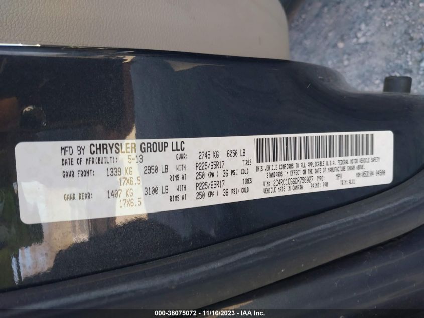 2013 CHRYSLER TOWN & COUNTRY TOURING-L - 2C4RC1CG6DR798027