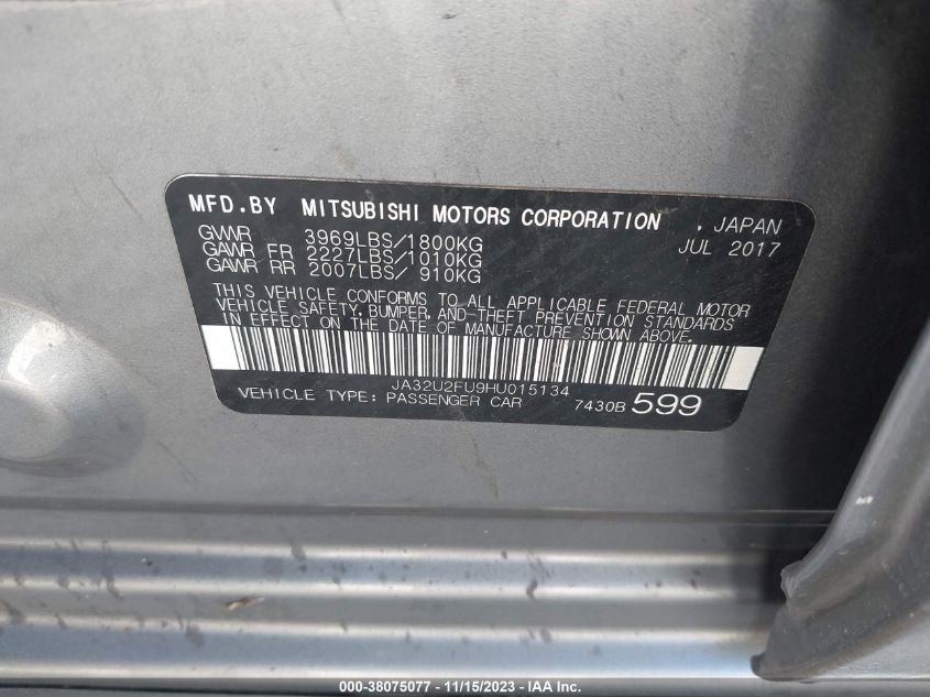 2017 MITSUBISHI LANCER ES - JA32U2FU9HU015134