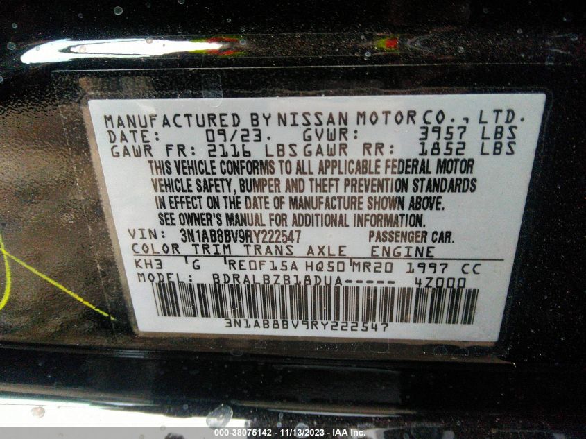 2024 NISSAN SENTRA S XTRONIC CVT - 3N1AB8BV9RY222547