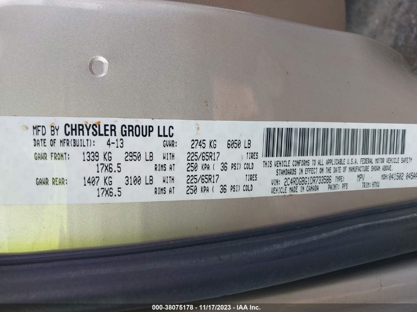 2013 DODGE GRAND CARAVAN SE - 2C4RDGBG1DR733586