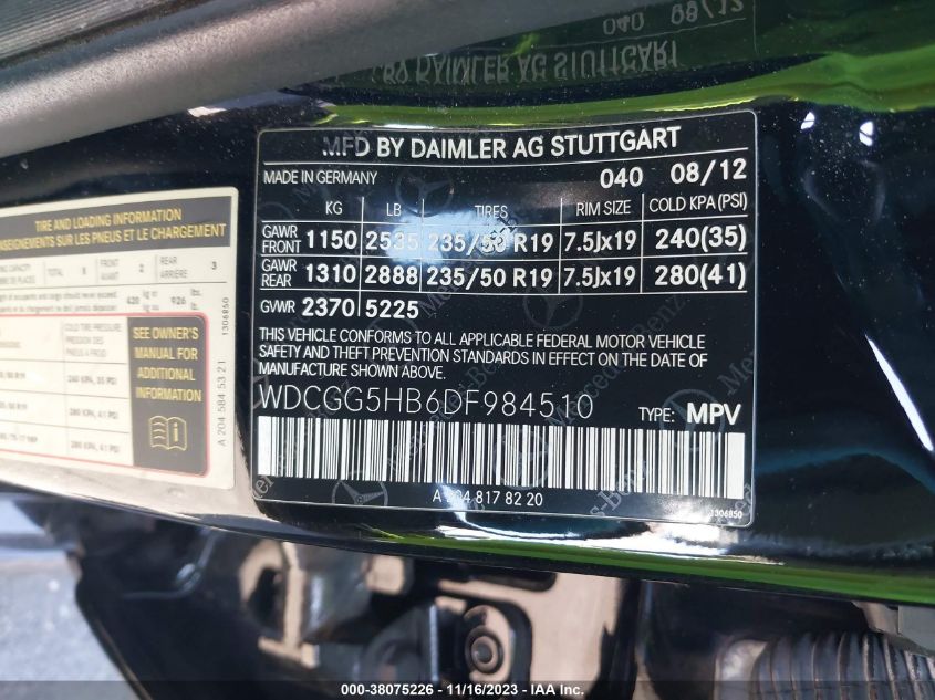 2013 MERCEDES-BENZ GLK-CLASS GLK 350 WDCGG5HB6DF984510