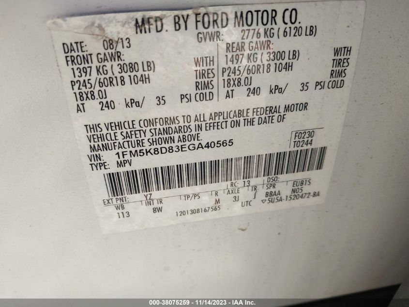 2014 FORD EXPLORER XLT - 1FM5K8D83EGA40565
