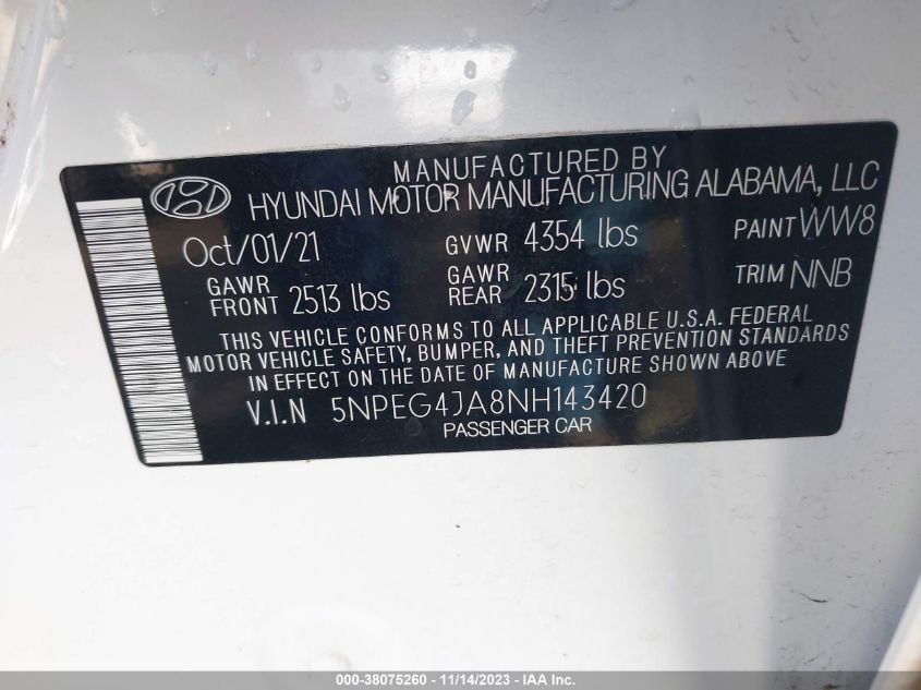 2022 HYUNDAI SONATA SE - 5NPEG4JA8NH143420