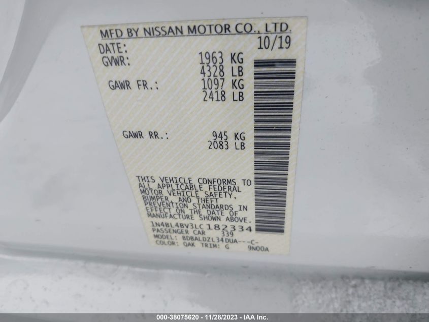 1N4BL4BV3LC182334 | 2020 NISSAN ALTIMA