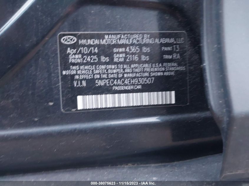 2014 HYUNDAI SONATA SE - 5NPEC4AC4EH930507