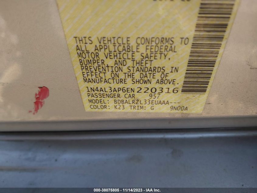 2014 NISSAN ALTIMA 2.5 S - 1N4AL3AP6EN220316