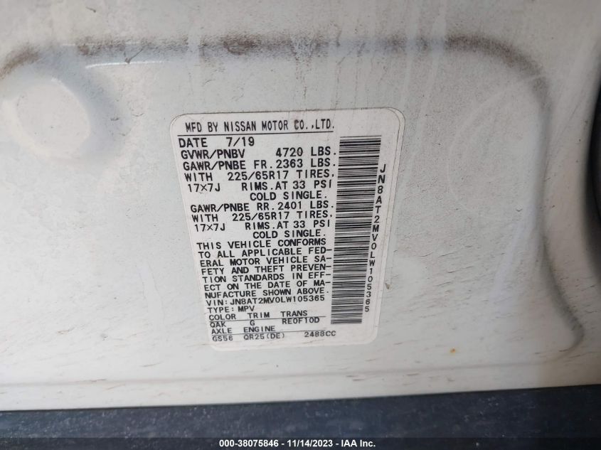 2020 NISSAN ROGUE SV INTELLIGENT AWD - JN8AT2MV0LW105365