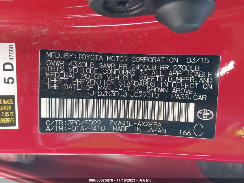 2015 TOYOTA PRIUS V - JTDZN3EU2FJ029010