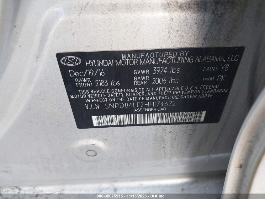 2017 HYUNDAI ELANTRA SE/VALUE/LIMITED - 5NPD84LF2HH174622