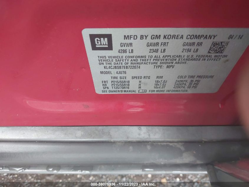 2014 BUICK ENCORE CONVENIENCE - KL4CJBSB7EB722074