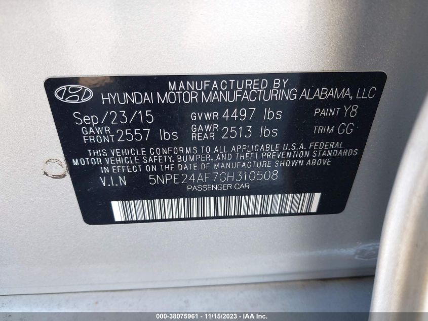 2016 HYUNDAI SONATA SE - 5NPE24AF7GH310508