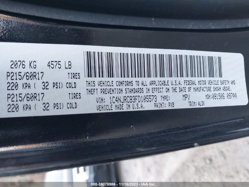 2015 JEEP PATRIOT LIMITED - 1C4NJRCB3FD105573