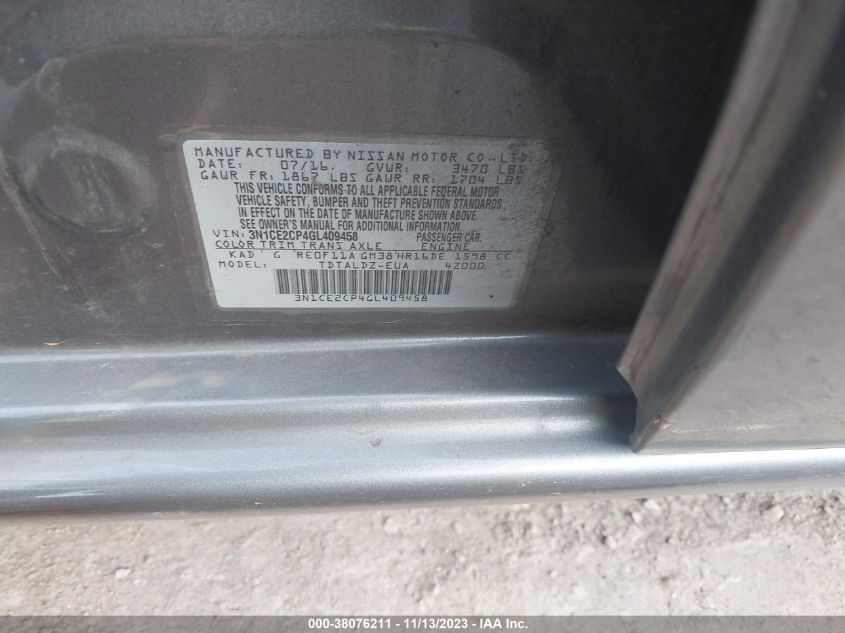 2016 NISSAN VERSA NOTE SV - 3N1CE2CP4GL409458