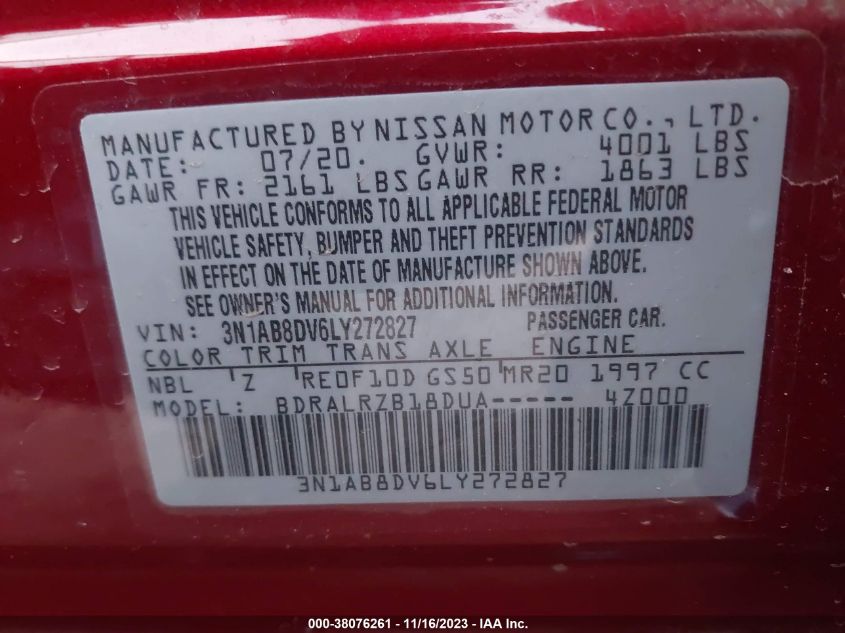 2020 NISSAN SENTRA SR - 3N1AB8DVGLY272827