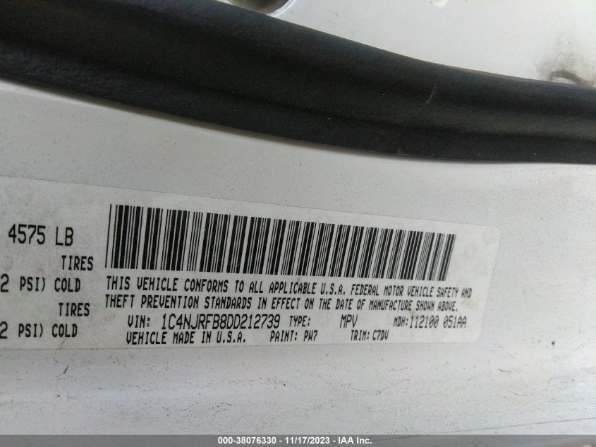 2013 JEEP PATRIOT LATITUDE - 1C4NJRFB8DD212739