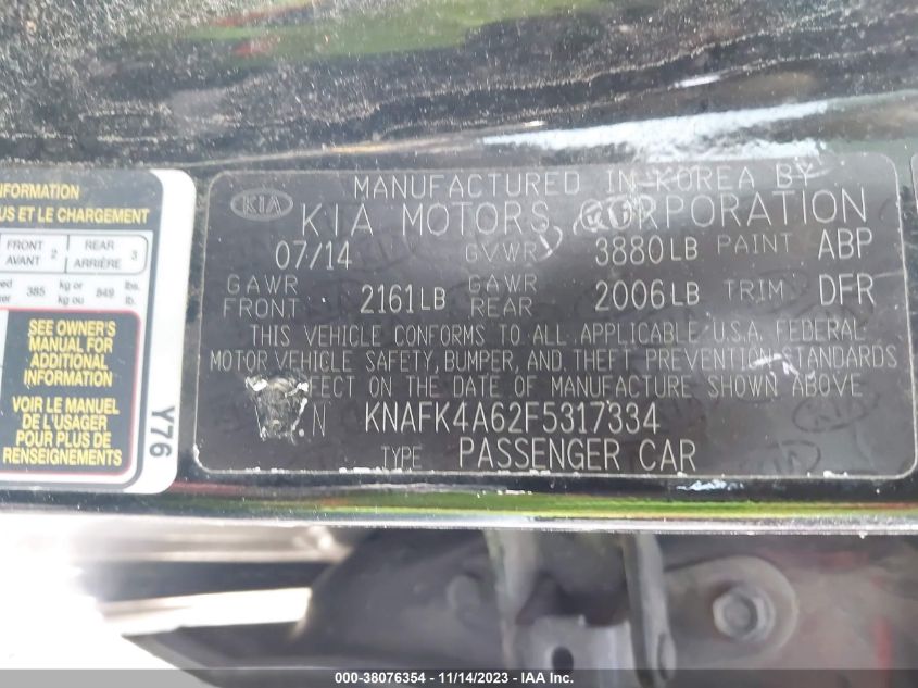 2015 KIA FORTE LX - KNAFK4A62F5317334