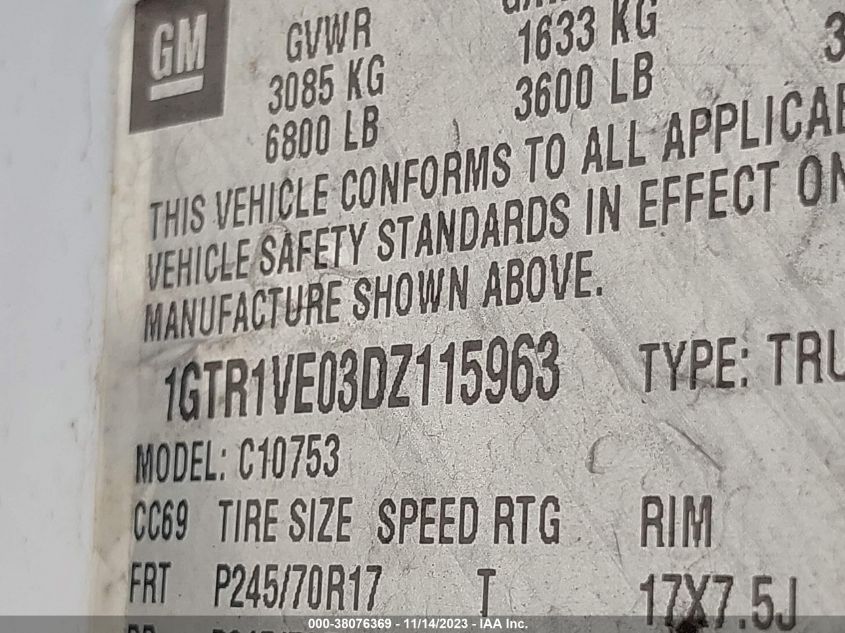 2013 GMC SIERRA 1500 SLE - 1GTR1VE03DZ115963
