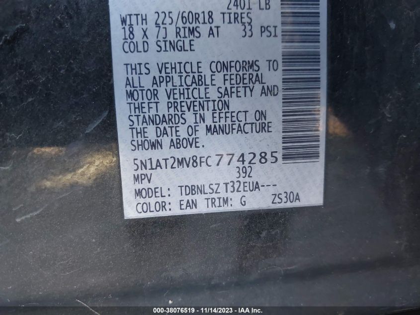 2015 NISSAN ROGUE SL - 5N1AT2MV8FC774285