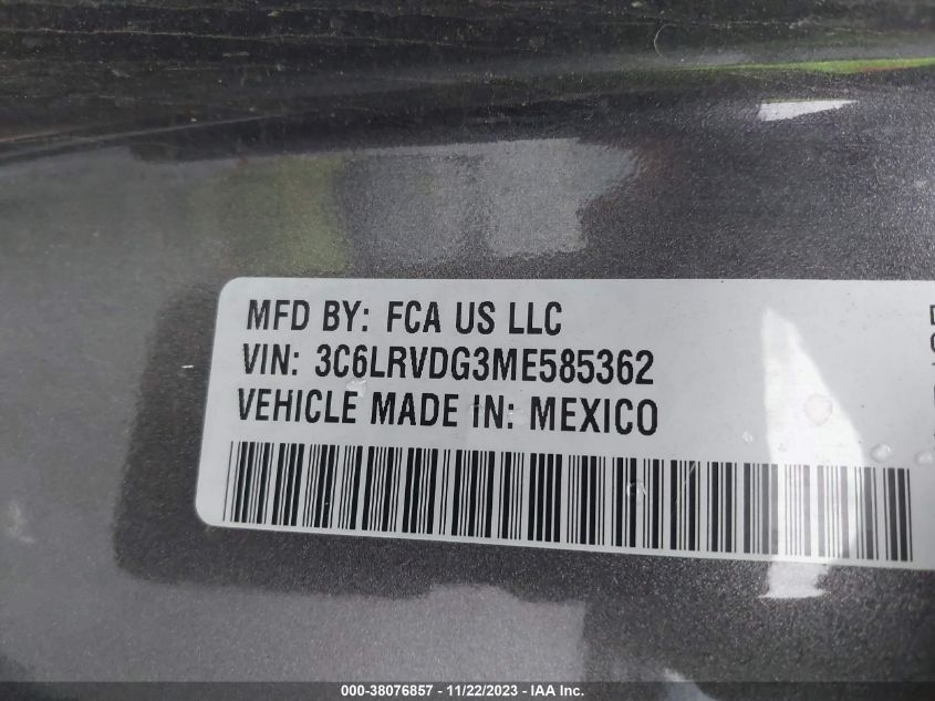 2021 RAM PROMASTER 2500 HIGH ROOF 159" WB 3C6LRVDG3ME585362
