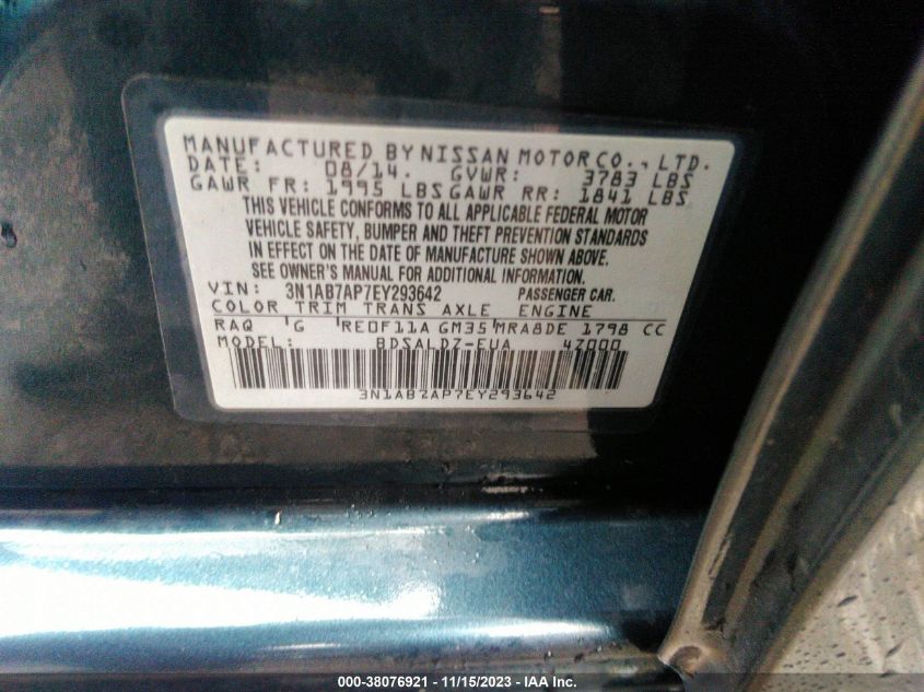 2014 NISSAN SENTRA SV - 3N1AB7AP7EY293642
