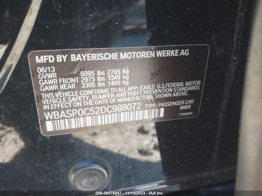 2013 BMW 550I GRAN TURISMO XDRIVE - WBASP0C52DC988072