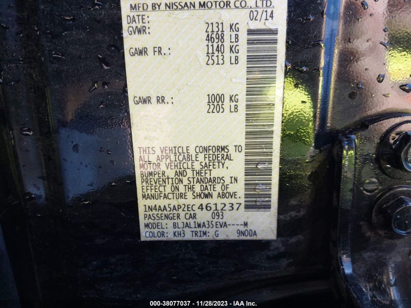 2014 NISSAN MAXIMA 3.5 SV - 1N4AA5AP2EC461237