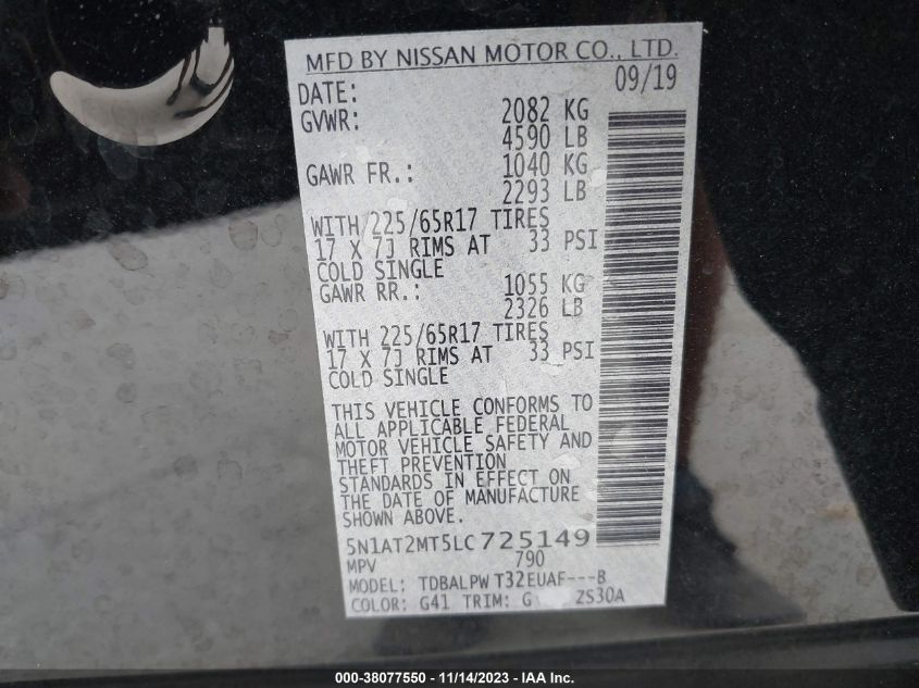 2020 NISSAN ROGUE S/SL/SV - 5N1AT2MT5LC725149
