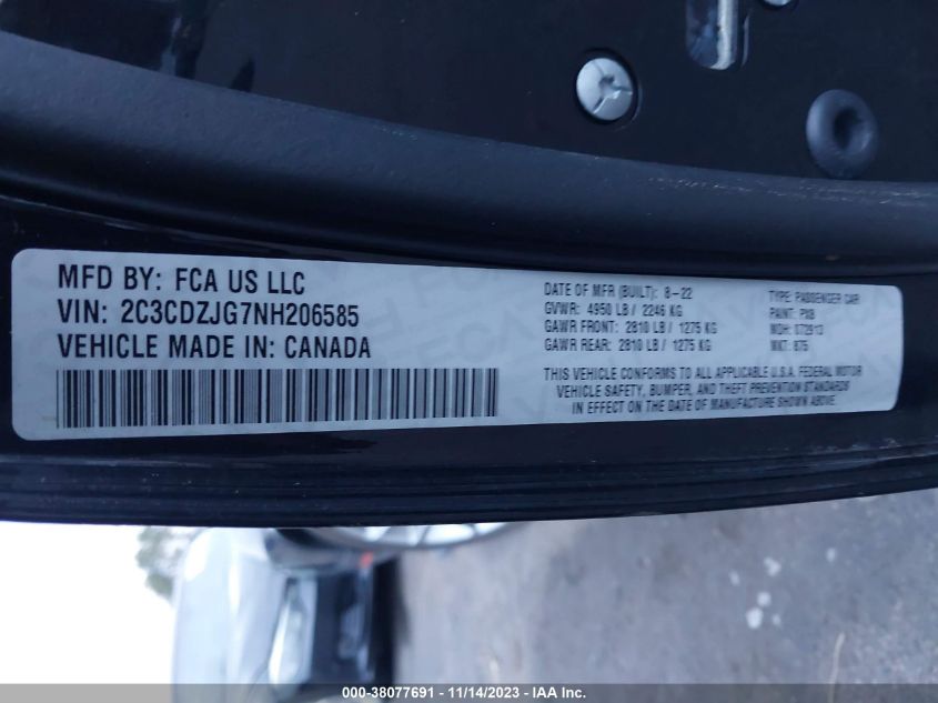 2022 DODGE CHALLENGER GT - 2C3CDZJG7NH206585