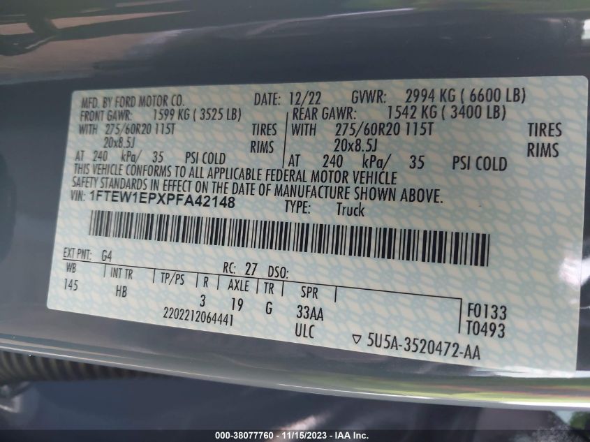 2023 FORD F-150 LARIAT - 1FTEW1EPXPFA42148
