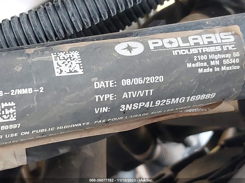 VIN 3NSP4L925MG169889 2021 POLARIS RZR TURBO S 4