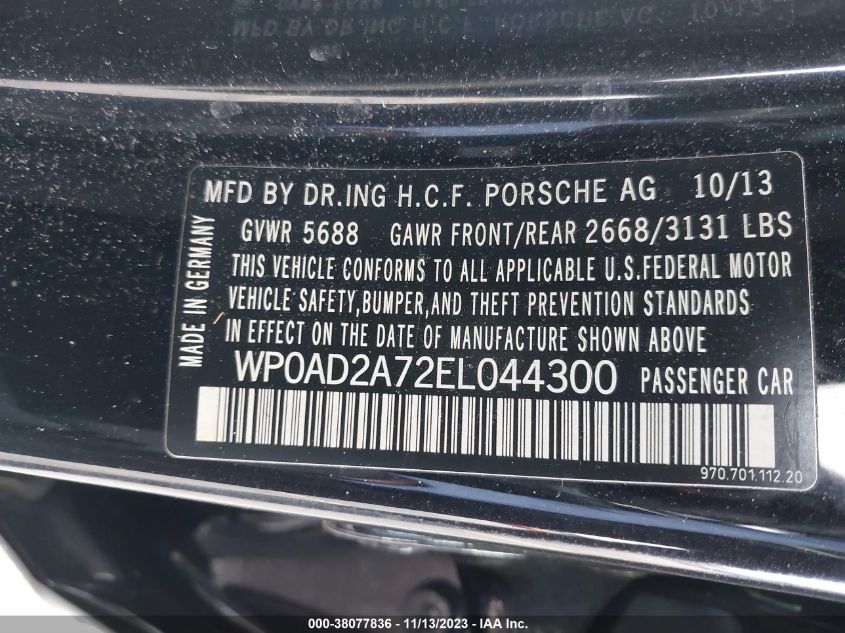 2014 PORSCHE PANAMERA E-HYBRID S WP0AD2A72EL044300