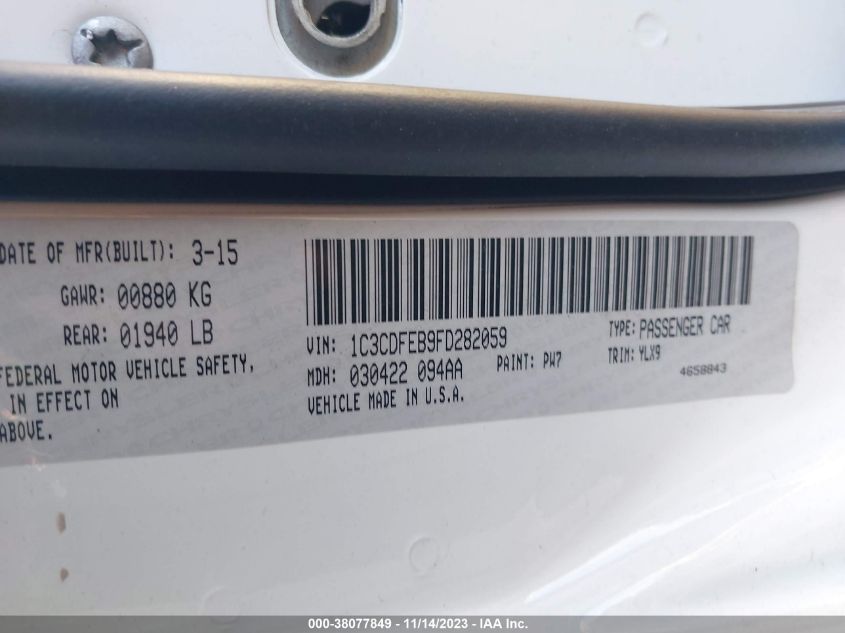 2015 DODGE DART GT - 1C3CDFEB9FD282059