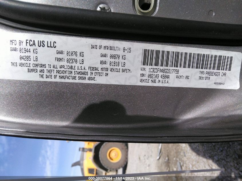2016 DODGE DART SE - 1C3CDFAA8GD517758
