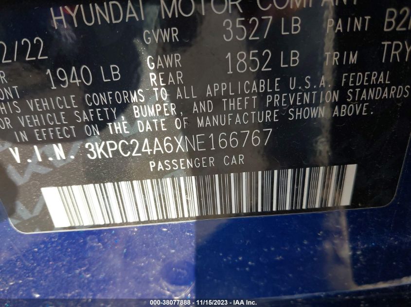 2022 HYUNDAI ACCENT SE - 3KPC24A6XNE166767