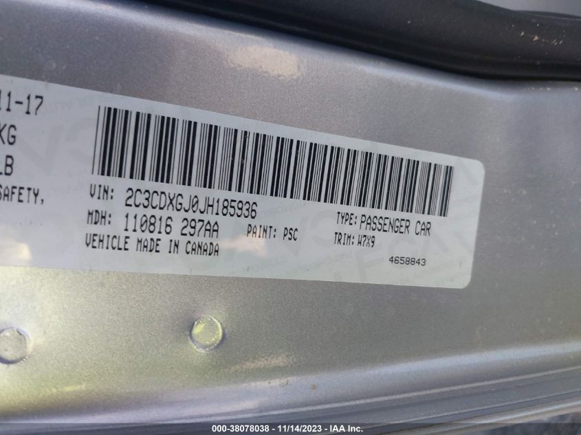 2018 DODGE CHARGER R/T SCAT PACK RWD - 2C3CDXGJ0JH185936